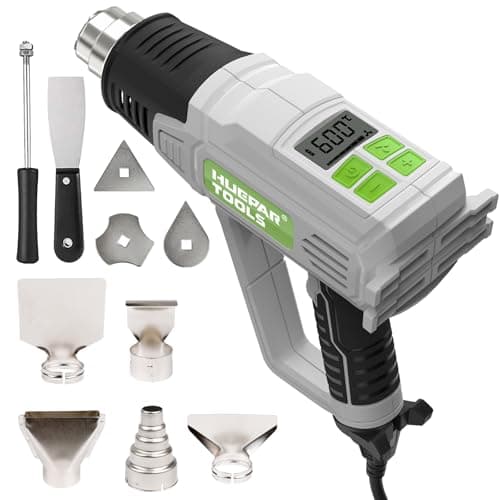 Image of Huepar Tools Heat Gun for Paint Stripping, 2300W Hot Air Gun 50℃-660℃ with Large Digital LCD Display, Variable Temperature Control, Memory Function, Heat Gun for Crafts with 10 Nozzles and Accessories