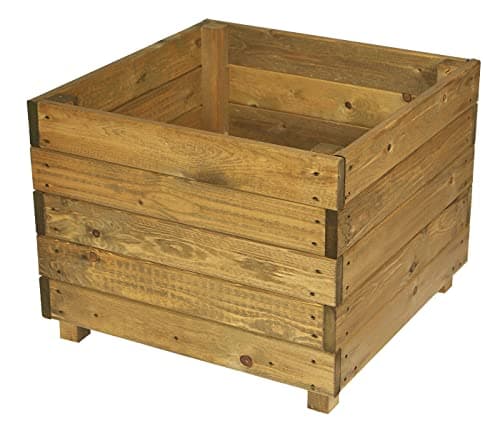 Image of RUDDINGS WOOD Large Square Wooden Garden Planter Plant Flower Trough Timber Box Outdoor Herb Vegetables Pot