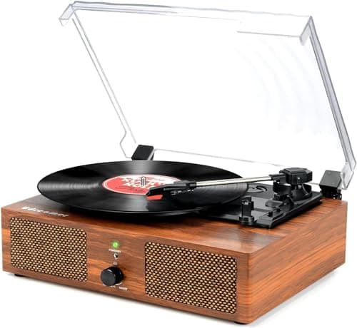 Image of Udreamer Vinyl Record Player Turntable with Built-in Speakers and USB Belt-Driven Vintage Phonograph Record Player 3 Speed for Entertainment and Home Decoration