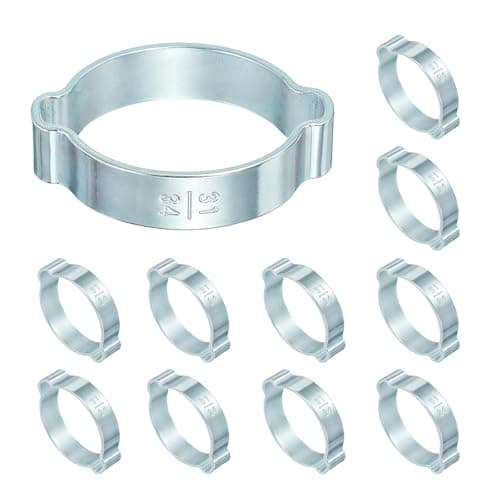 Image of PATIKIL 12 Pcs Double Ear Hose Clamp, 31-34mm Zinc Plated Steel O Clip Crimp Rings, Pipe Clamps for Fuel Petrol Pipe Tube Fitting Connections