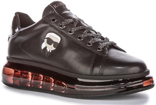 Image of KARL LAGERFELD Kapri Kushion Women's Nft Lo Lace Clear Sole Low Cut Trainers (Black Mono, UK 3)