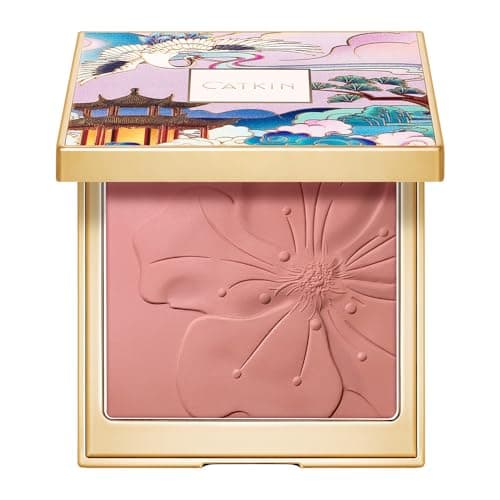 Image of CATKIN Powder Blush, Blusher & Highlighter Make Up for Cheeks, Highly Pigmented and Buildable, Nude Coral Pink Shimmering Blush Creates a Lightweight Natural Finish, 10g