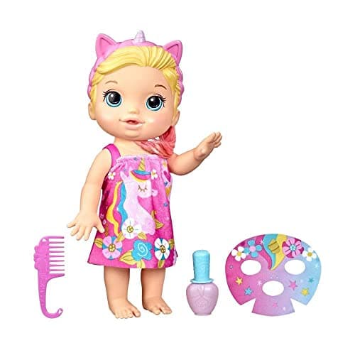 Image of Baby Alive Baby Beauty Doll 32.5 cm Bathing Unicorn Theme Makeup and Magic Nails Blonde Hair Children F3564 Multicoloured