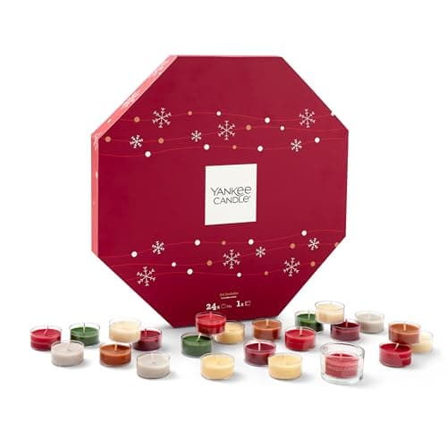 Image of Yankee Candle Advent Calendar 2025 Wreath | Scented Candles Gift Set | 24 Scented Tea Lights and 1 Tea Light Holder | Gifts for Women