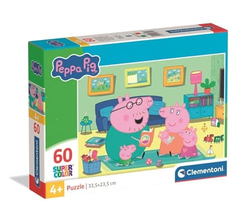 Image of Clementoni Peppa Pig 60 Pieces Super Color Puzzle for Kids Age 4+, Made in Italy, Screen Free Challenge That Boosts Focus and Problem Solving, Gift for Peppa Pig Fans