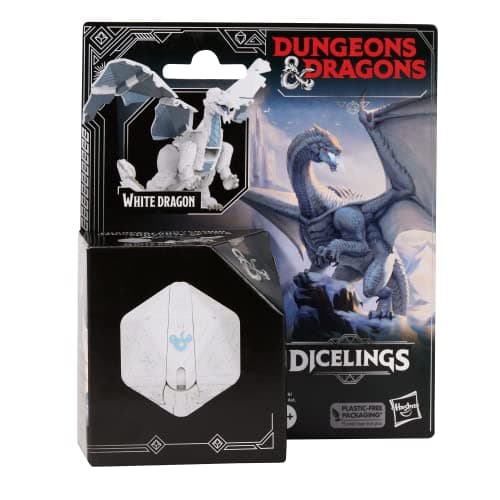 Image of Dungeons & Dragons Dicelings White Dragon Collectible D&D Monster Dice Transforming Giant d20 Action Figures Role Playing Dice