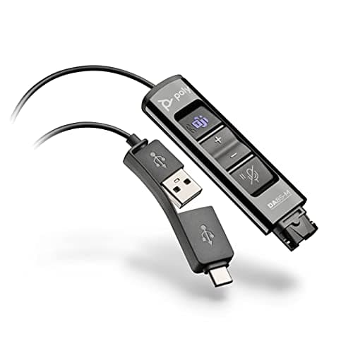 Image of Plantronics Poly – DA85M USB-A/USB-C digital adapter () – Works with Poly Call Center Quick Disconnect (QD) Headsets – Acoustic Hearing Protection - Hold & Call Answer buttons – Optimized for Teams
