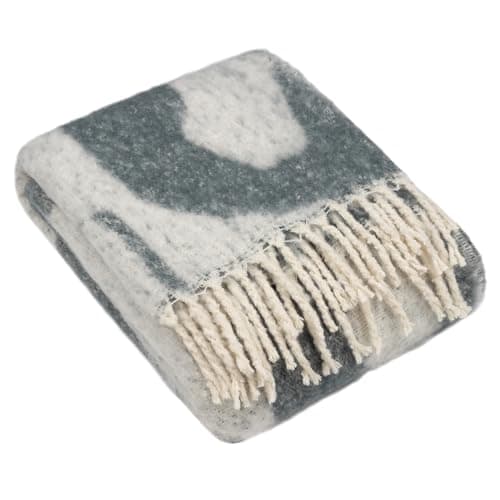 Image of furn. Hoem Meta Abstract Jacquard Throw – Soft Faux Mohair Tasselled Design (Dusk – 130 x 180 cm)