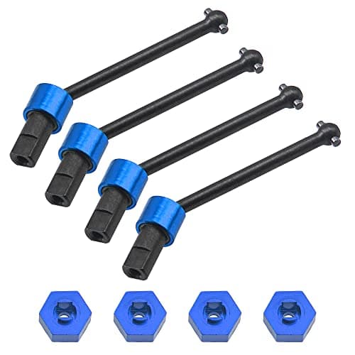 Image of Vgoohobby Aluminum Alloy Front & Rear Driveshaft & Hex Wheel Hub Set Replacement of 7650 7669 Compatible with Traxxas 1/18 LaTrax Teton Desert Prerunner 4WD RC Car (Blue)