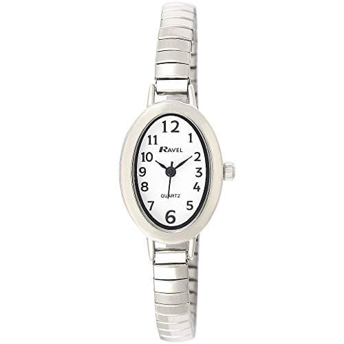 Image of Ravel Women's Petit Oval Watch on Stainless Steel Expandable Bracelet - Silver Tone