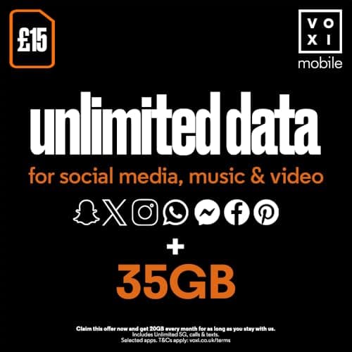 Image of Vodafone VOXI SIM Card with Endless Social Media, Calls, Texts and Roaming (£15)
