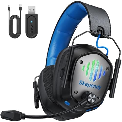 Image of Wireless Gaming Headset for PS5, PS4, PC, Switch, Mac, 2.4 GHz Wireless & 5.4 Bluetooth Gaming Headphones with Mic ENC Noise Cancelling, 50mm Drivers, 3D Stereo Sound, 50H Battery, Foldable, Blue
