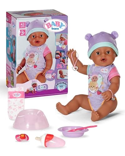 Image of BABY born Eva 43cm, ​​Baby Doll with 10 lifelike functions and accessories- Suitable for Children Aged 3+