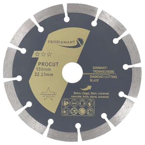 Image of PRODIAMANT diamond cutting disc universal 150mm 6inch x 22.2 mm concrete, stone, brick 6 inch diamond disc 10mm segment