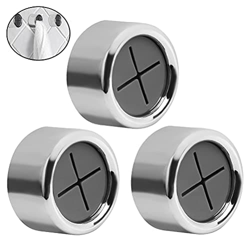 Image of nuoshen 3 Pieces Premium Adhesive Round Towel Holder, Adhesive Towel Hooks Round Wall Mount Hook Tea Towel Holder for Bathroom, Kitchen and Home, No Drilling Required