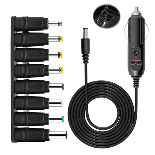Image of 12V 5A DC Car Plug Adapter, DC to DC Charger 12V with 8 Connector Tips & 1.5M Cable for Cigarette Lighter Socket, Power Supply for DVD Player, GPS, Speaker, Dash Cam