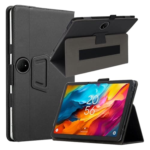 Image of KZIOACSH Case for TCL NxtPaper 14 14.3 Inch, Full Coverage PU Leather Folding Stand Folio Cover Auto Sleep/Wake Anti-Scratch Back Case with Pencil Holder and Wrist Strap,Black