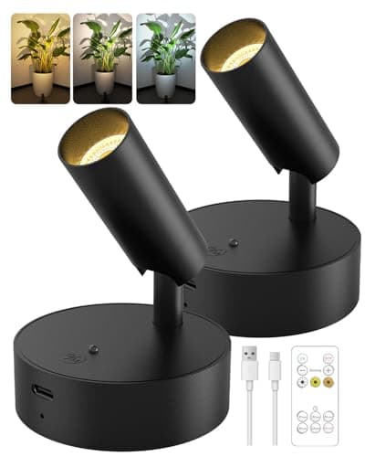 Image of GOODEA Battery Operated Spot Light Indoor with Remote 3000mAh,3 CCT Dimmable Rechargeable Picture Light for Wall,Tree Spotlight Indoor,Uplighting Stick on Wall for Plant Artwork