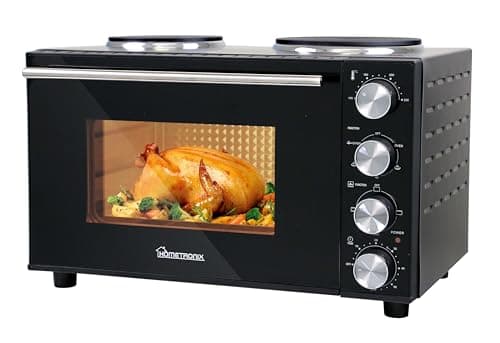Image of HomeTronix 30L Mini Oven: Grill Baking Cooking, Compact & Portable Design, Double Hot Plate, 3 Cooking Functions, Accessories Included - Efficient and Classic