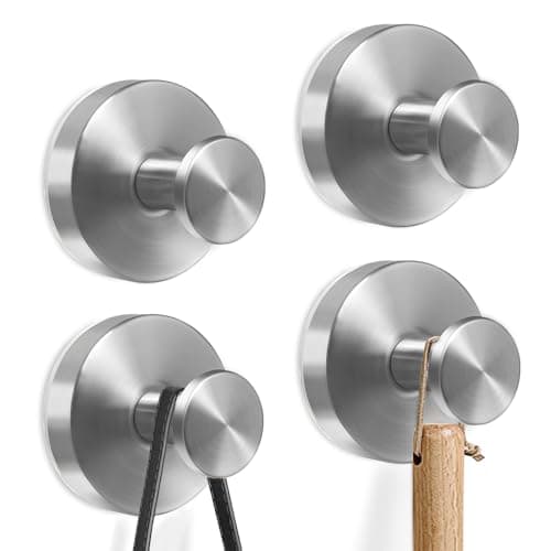 Image of 4PCS Silvery Suction Cup Hooks for Hanging up to 22lbs No Drill Suction Strong Hooks for Bathroom Towel Shower Door,Stainless Steel Vacuum Adhesive Wreath Door Hanger(Only for Smooth Flat Surfaces)