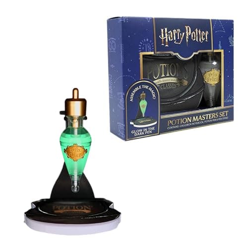 Image of Blue Sky Studios Harry Potter Glow-in-the-Dark Potion Pen & Cauldron Notepad – Potion Master Set - Official Gift Set with Stand