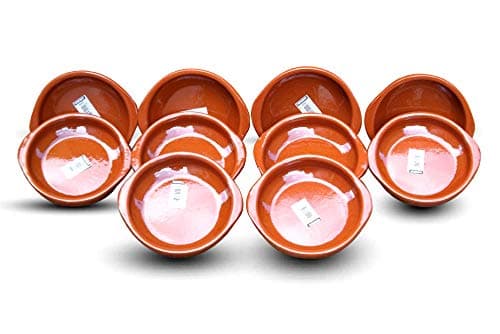 Image of Valdearcos Set of 10 Spanish Terracotta Tapas Dishes/Cazuelas - 14cm diameter