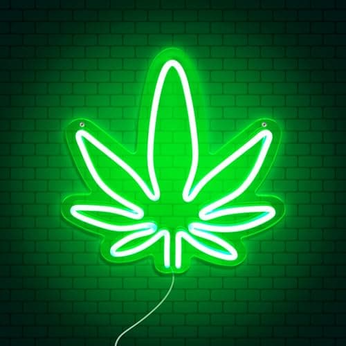 Image of Mad Monkey Weed Neon Lamp - LED Wall Lamp in Weed Leaf Design, Green Neon Decorative Lamp for Living Room, Party & Chill, Stylish High Life Lighting for Home