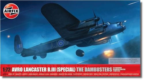 Image of Airfix - Model Set - A09007A Avro Lancaster B.III (Special) 'THE DAMBUSTERS' Model Building Kit - Plastic Plane Kits for Adults & Children 8+, Set Includes Sprues & Decals - 1:72 Scale