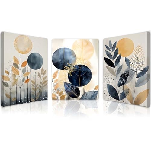 Image of Qiukoo Framed Canvas Wall Art for Living Room & Bedroom – Set of 3 Modern Artwork Prints for Walls, Canvas Wall Art, Wall Decoration for Living Room, Pictures for Bedroom Walls, 12x16 Inch