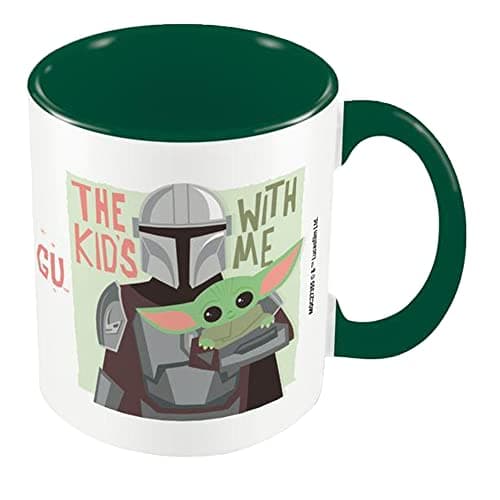 Image of Star Wars: The Mandalorian Mug in Presentation Gift Box (The Kid's with Me Design) 11oz Ceramic Mug - Official Merchandise, Black