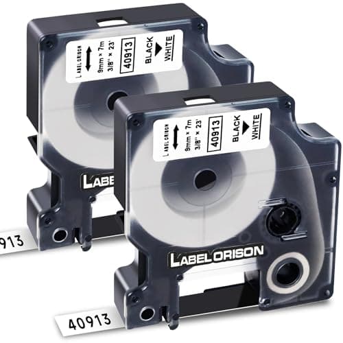 Image of 2X Compatible Label Tape Replacement for Dymo D1 40913 S0720680 Black on White 9mm for LabelManager 160 210D 280 360D 420P 500TS Labelpoint 250 150 100 Labelwriter 450 Duo, Label Orison