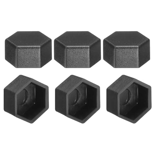 Image of sourcing map 6Pcs Hex Nut Cover, M10x16x10mm Plastic Nut Protection Cap Hex Screws Bolt Covers for Indoor Outdoor Furniture Automotive Bolts Decoration, Black