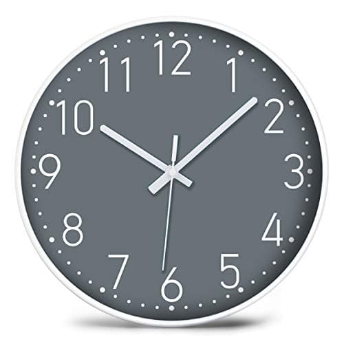 Image of Coslife YUNDO Wall Clock Silent & Non Ticking Moder Quartz 12"- Battery Operated Digital Quiet Sweep Office/home/school/Kitchen Decor Clocks(Grey)
