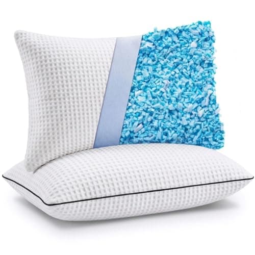 Image of ZZZMRH Shredded Memory Foam Pillows 2 Pack - Medium Firm Pillows for Side Sleepers - Neck and Shoulder Pain Relief - Back and Neck Support - Hypoallergenic Hotel Quality 50 x 70 cm (White, Standard)