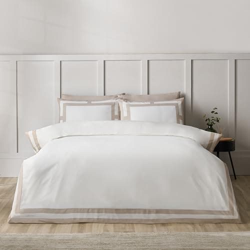 Image of Catherine Lansfield So Soft Mono Panel Single Duvet Cover Set with Pillowcase Natural