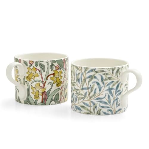 Image of Spode x Morris & Co Set of 2 Coffee Mugs - Stylish and Durable, Perfect for Tea or Coffee, Daffodil Design, Dishwasher & Microwave Safe, Presented in a Giftable Box, Ideal for Everyday Use or Gifting