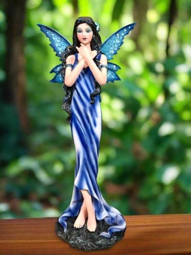Image of Osiris Trading UK Enchanting Blue Flower Fairy Figurine, Magical Fantasy Statue, Elegant Home Decor, Mystical Garden Faerie, Ornament Perfect for Collectors