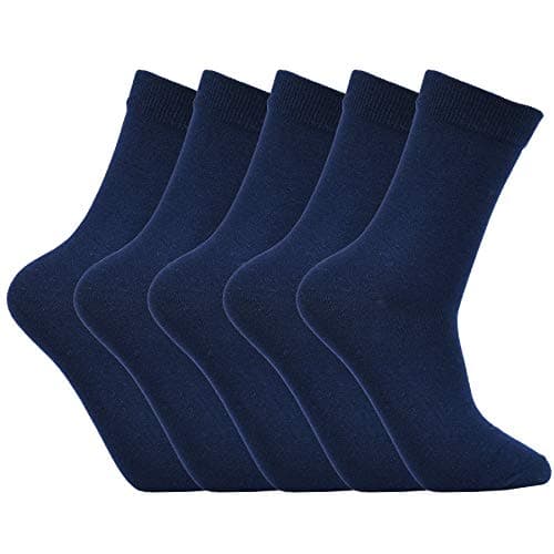 Image of Laulax 5 Pairs Finest Combed Cotton Smooth Seamless Toe Boys School Socks, Navy, Size 12.5 Jnr - 3.5, Gift Set