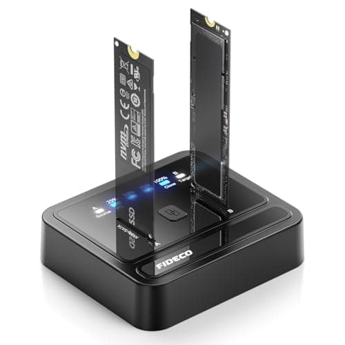 Image of FIDECO M.2 NVMe SATA SSD Cloner Dock, USB 3.2 Gen 2 X 2, 20Gbps M.2 NVMe Cloner Duplicator, Support Offline Clone, UASP and Trim, Black