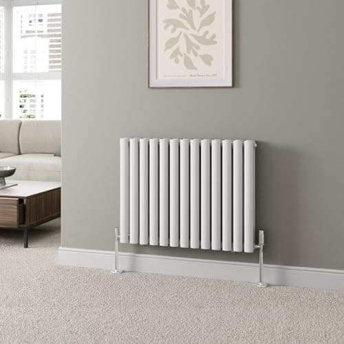 Image of DuraTherm® 600 x 780mm White Horizontal Designer Radiator Double Column Oval Tube Modern Central Heating Panel Bathroom Radiators
