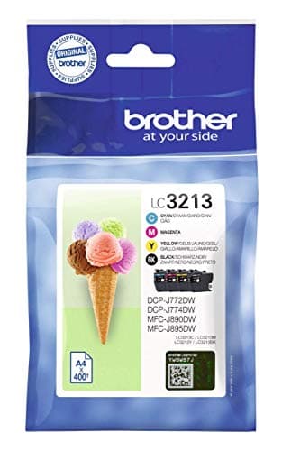Image of Brother LC-3213BK/LC-3213C/LC-3213M/LC-3213Y Inkjet Cartridge, Black/Cyan/Magenta/Yellow, Multi-Pack, High Yield, Includes 4 x Inkjet Cartridges, Genuine Supplies