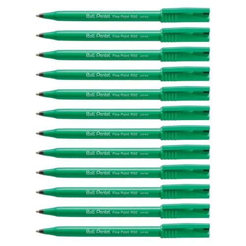 Image of Pentel Ball, 0.8mm tip, Black water-based ink, 1 pack of 12 pens