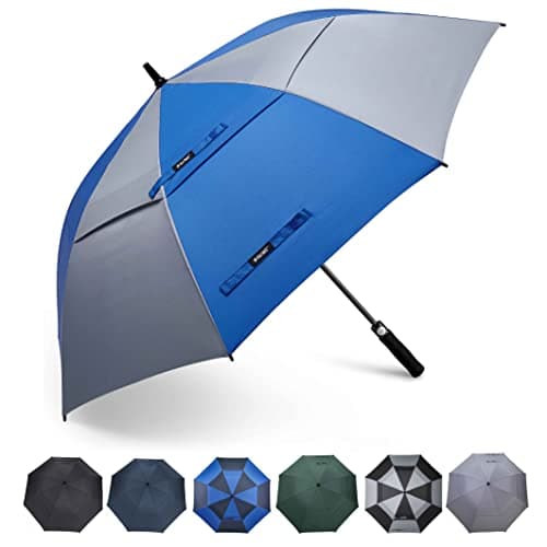 Image of G4Free 55/63/69/72/80 Inch Golf Umbrella Windproof Double Canopy Extra Large Oversize Automatic Open Waterproof Umbrellas(Blue and Grey, 63 inch)