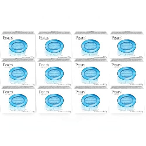 Image of Pears Pure & Gentle Transparent Natural Soap Bar with Mint Extracts 125g (Pack of 12)