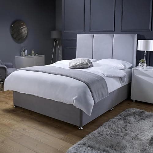 Image of Savako Premium - Divan Bed with Memory Foam Sprung Mattress and Panel Headboard with Chrome Feet - (Available in 3ft Single, 4ft Small Double, 4ft6 Double, 5ft King Size) (3ft Single)