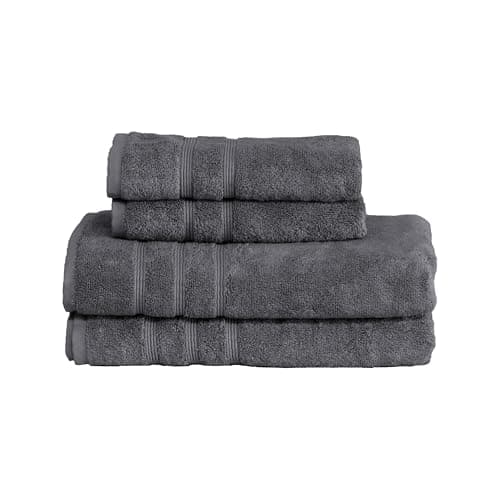 Image of MOSOBAM 4-piece Regular Bundle - Charcoal - 700 GSM Hotel Luxury Bamboo - Aegean Turkish Combed Cotton, Dark Grey (Gray) Towel