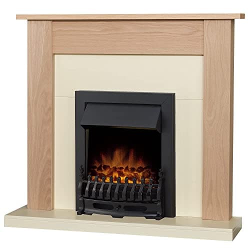 Image of Adam Southwold Fireplace in Oak & Cream with Blenheim Electric Fire in Black, 43 Inch