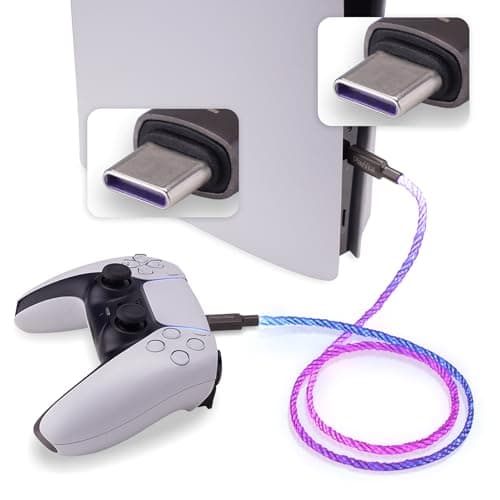 Image of playvital 3.28FT Illuminated Charging Cable for ps5 for ps5 Edge Controller, Type C to C Charging Cord for Gamepad, Universal LED Light Up Data Cord for Xbox Core/Elite Series 2/Switch Pro Controller