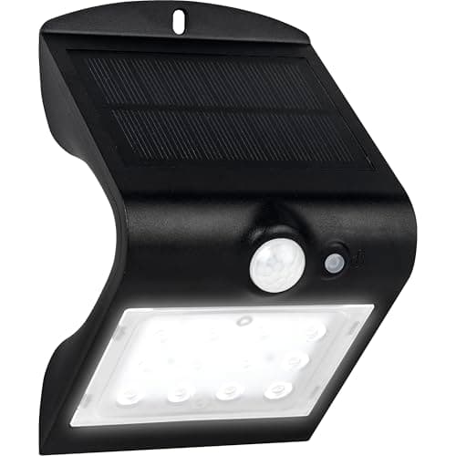 Image of Luceco Solar Guardian Angled Wall Light Outdoor, with PIR Motion Sensor, 1.5 Watts, Black