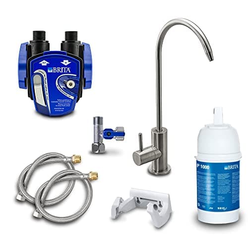 Image of AORA Under-sink water filter: water filter system including 1-way tap SOFIA stainless steel | compatible with BRITA filter P1000 and filter head | ideal for coffee machine | reduces limescale